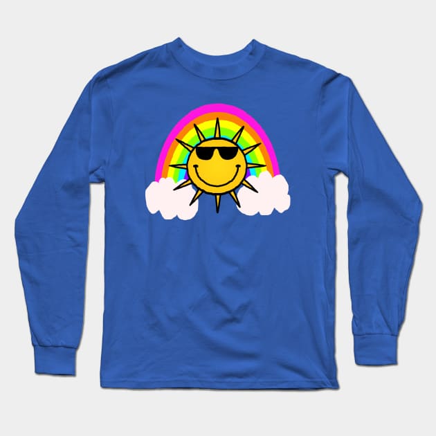 Sun & Rainbow Long Sleeve T-Shirt by RawSunArt